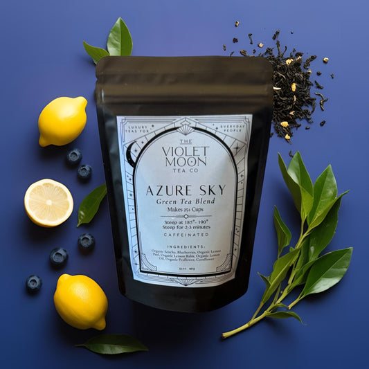 Lemon Blueberry Green Tea Blend "Azure Sky" Iced Blend Color-Changing Loose Leaf Tea