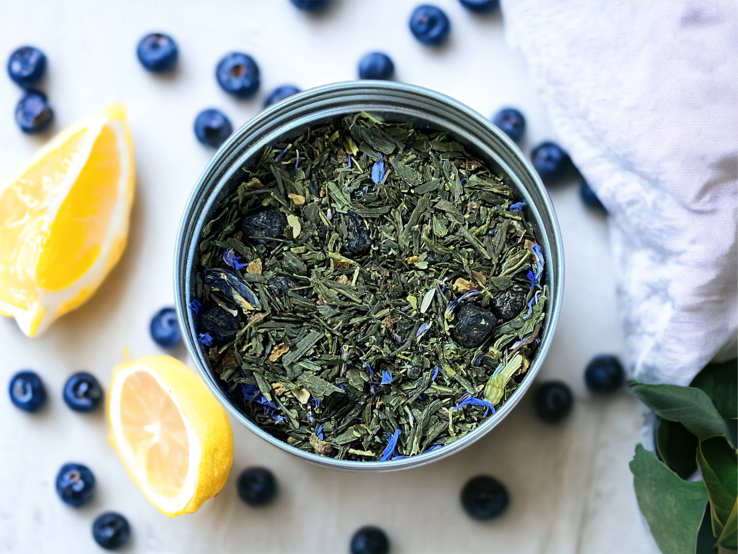 Lemon Blueberry Green Tea Blend "Azure Sky" Iced Blend Color-Changing Loose Leaf Tea